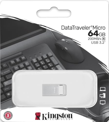 Kingston Datatraveler Micro 128Gb Usb Flash Drive | Ultra-Small Premium Metal Design | Usb 3.2 Gen 1 | Speeds Up To 200Mb/S | Dt