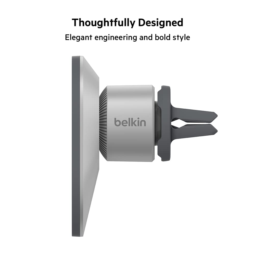 Belkin MagSafe Vent Mount Pro   MagSafe Phone Mount for Car, Magnetic Phone Holder Compatible with iPhone 15, iPhone 15 Plus, iPhone 15 Pro, iPhone 15 Pro Max, iPhone 14 & iPhone 13   Gray