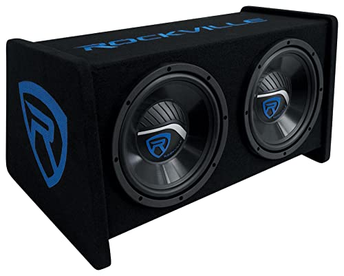 Rockville RV1010P Dual 10' 1000w Car Audio Subwoofers in Vented Sub Enclosure Box, Black