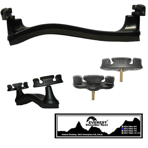 Everest Ez 3 Violin Shoulder Rest, 3/4 Size   Black