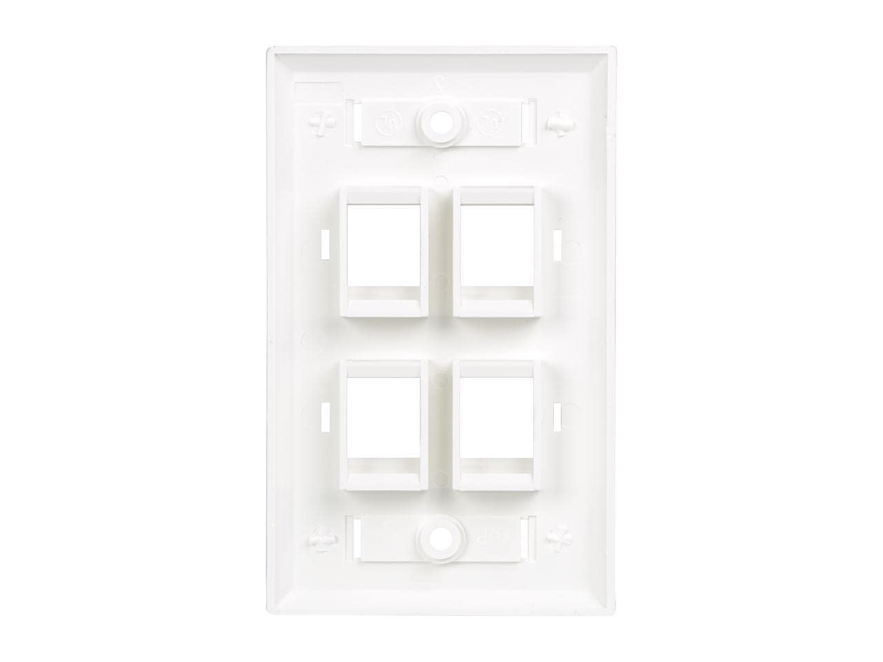 Tripp Lite Quad Outlet Rj45 Universal Keystone Face Plate / Wall Plate, White, 4 Port (N042 001 04 Wh)