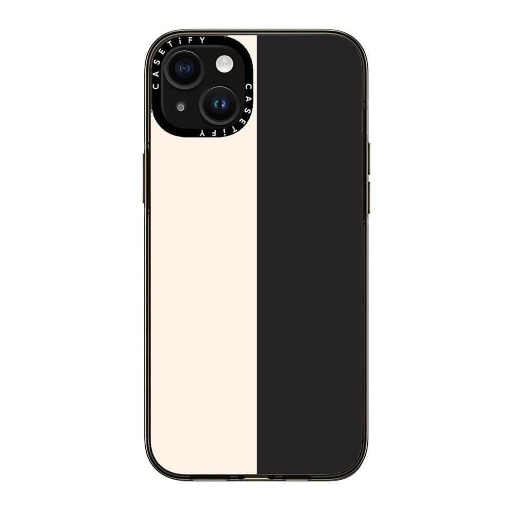 Casetify Compact Iphone 15 Plus Case [2X Military Grade Drop Tested / 4Ft Drop Protection]   White/Black Colorblock   Clear Blac