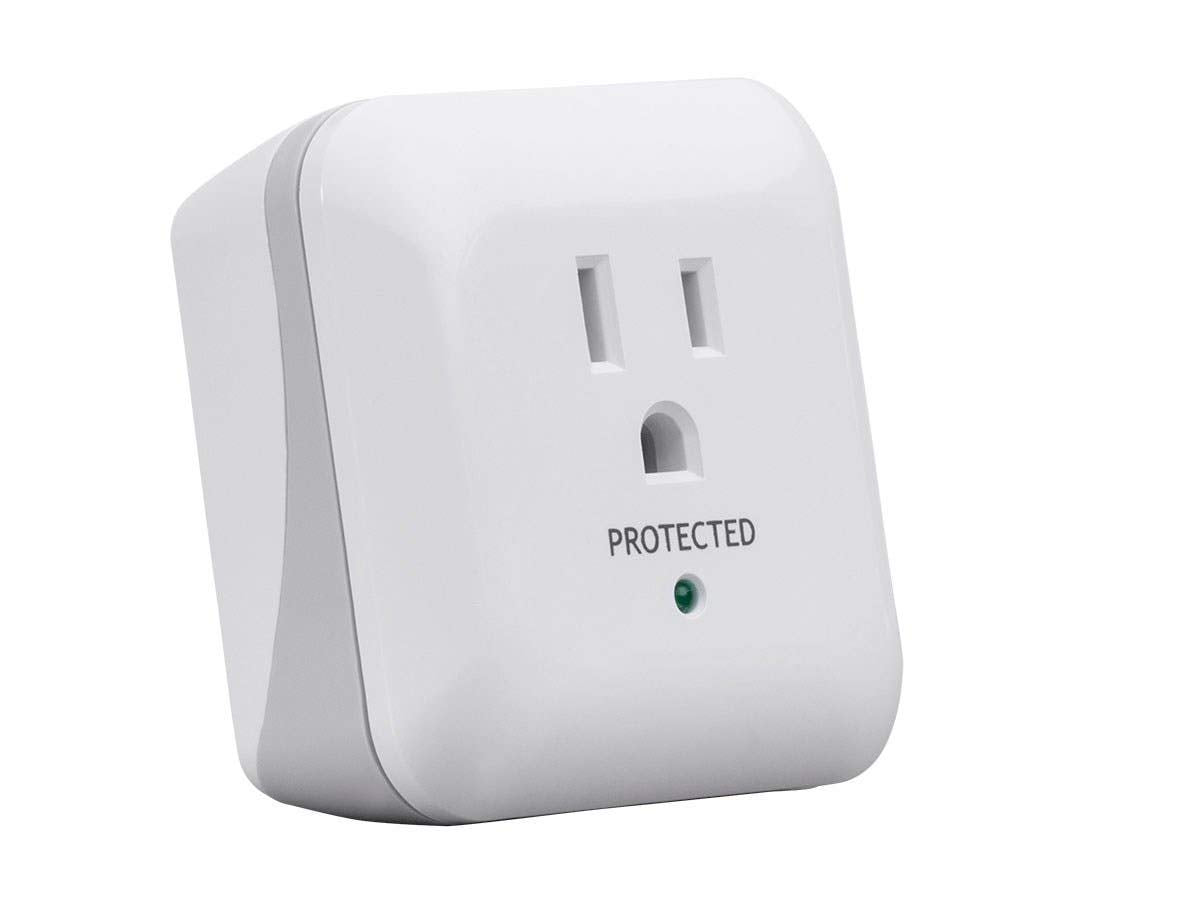 Monoprice Power & Surge   White | 1 Outlet Surge Protector With End Of Service Alarm, 900 Joules 15A / 125V / 1875W, 10Db To 60D