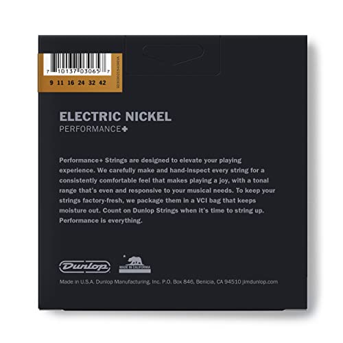 Dunlop 3Pden0942 Nickel Wound Electric Guitar Strings, Light, .009�.042, 3 Sets/Box