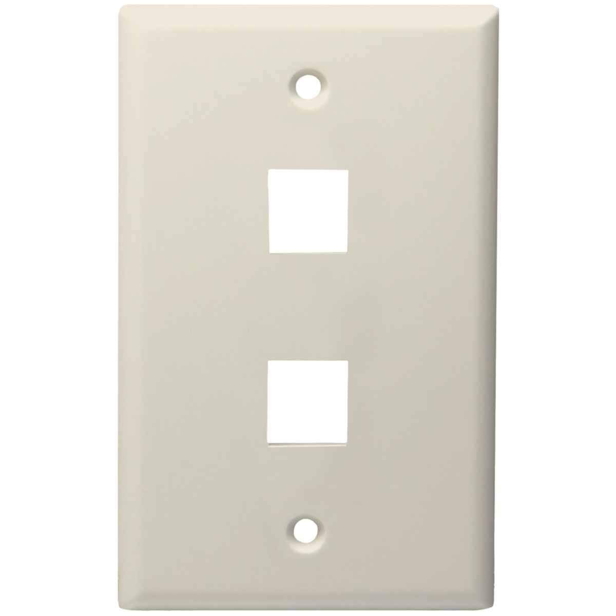 Datacomm Electronics 20 3002 La 2 Port Standard Size Keystone Wall Plate (Lite Almond)