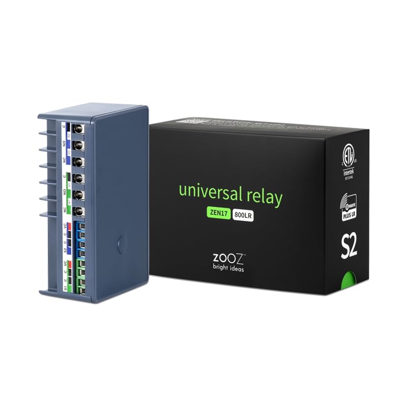 Zooz Z-Wave Long Range Relay Zen17 800Lr For Awnings, Garage Doors, Sprinklers, And More | 2 X No-C-Nc Relays (20A, 10A) | Hub R