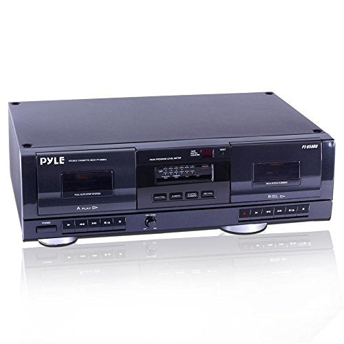 Pyle Dual Stereo Cassette Tape Deck - Clear Audio Double Player Recorder System w/ MP3 Music Converter, RCA for Recording, Dubbi