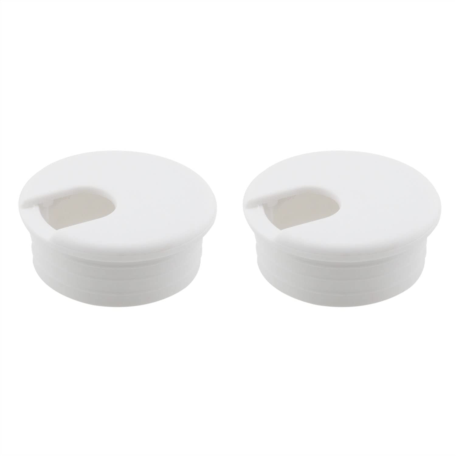 Hjgarden 2Pcs 1 3/4 Inch Desk Wire Cord Cable Grommets Hole Cover For Office Pc Desk Cable Cord Organizer Plastic Cover White
