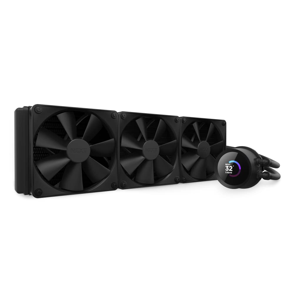 Nzxt Kraken 360   Rl Kn360 B1 360Mm Aio Cpu Liquid Cooler   Customizable 1.54' Square Lcd Display For Images, Performance Metrics And More   High Performance Pump   3 X F120P Fans   Black