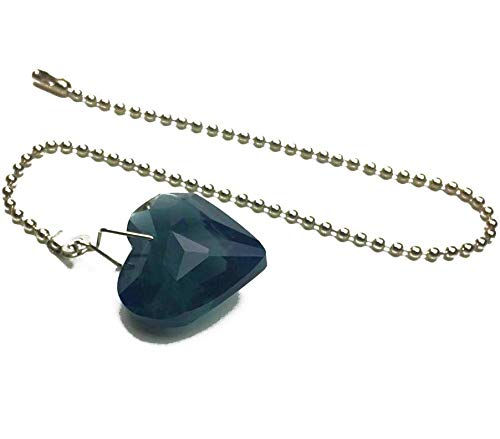 Hyamass 2Pcs Crystal Heart Prisms Pendant Ceiling Fan Pull Chain Extender With Ball Chain Connector (Black)