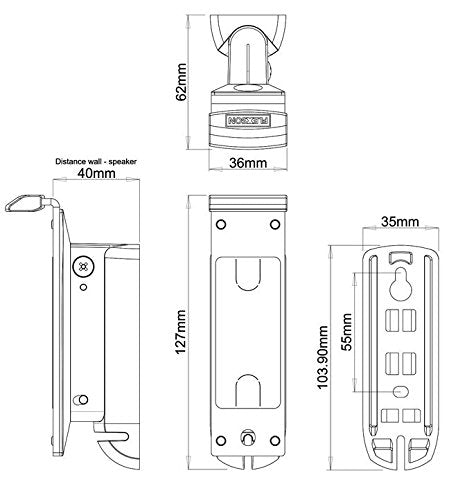 Flexson Flxp1Wb2021 Wall Bracket For Play:1 Sonos Speakers   Black   Pair