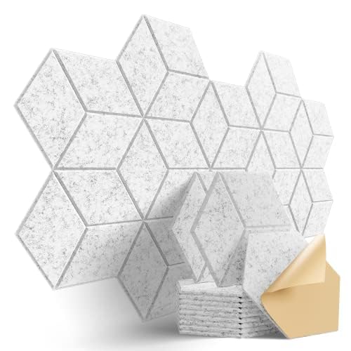 Dailycooper 12 Pack Self Adhesive Acoustic Panels 12'' X 10'' X 0.4''   Sound Proof Foam Panels With High Density,Stylish Y Line