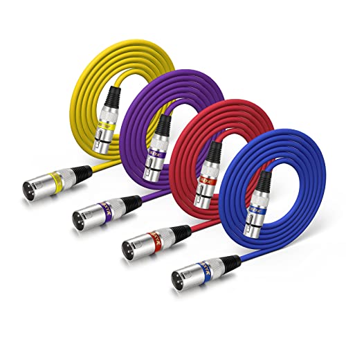Ebxya Xlr Cable 6 Ft Short 4 Color Packs   Mic Cable With Xlr Male To Female Patch Cable