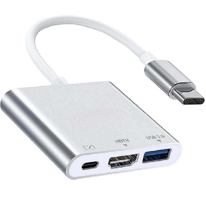 BKC USBC MultiPort Adapter Hub with HDMI, USB 3.0, TypeC Charging Port, Silver  Compatible with MacBook, Laptop, Tablet, and