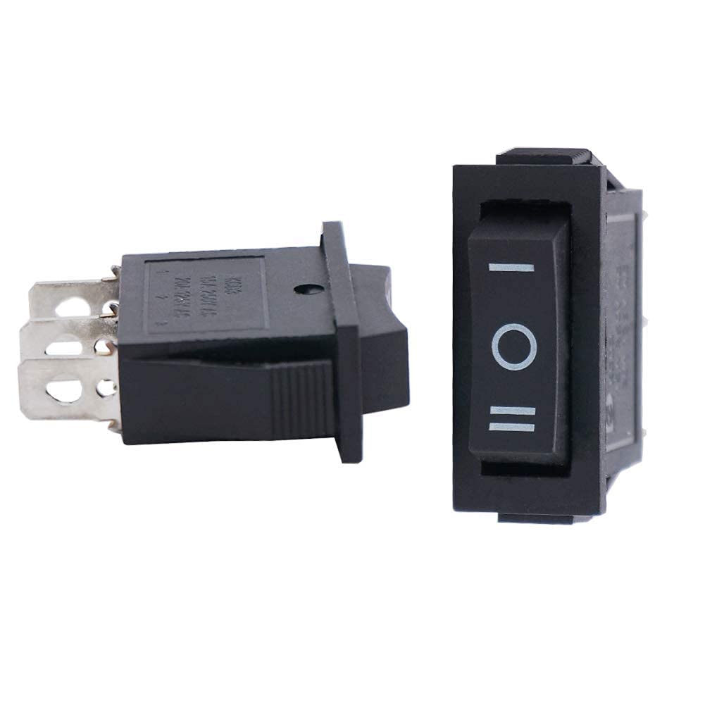 Twidec/5Pcs Rocker Switch 3 Pins 3 Position On/Off/On Ac 6A/125V 10A/250V Spdt Car Boat Black Rocker Switch Toggle Kcd3 103