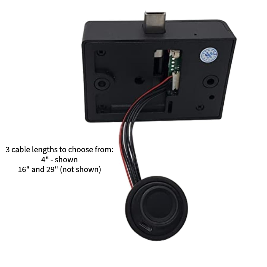 Lock Connection Fingerprint   Black Bezel Biometric Cabinet Lock F B32. (F B32 39  39'' Cable Length)