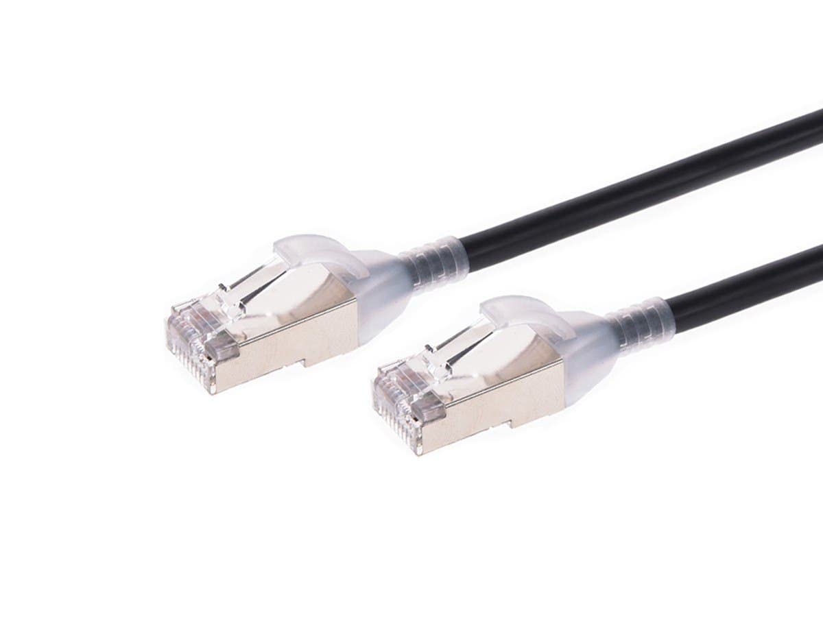 Monoprice Cat6A Ethernet Patch Cable - Snagless, Double Shielded, Component Level, 30AWG, 25 Feet, Black - SlimRun Series