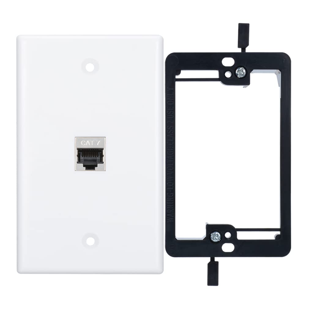 Yoemely Cat7 Rj45 Inline Coupler Keystone Jack Wall Plate With Low Voltage Mounting Bracket, Metal Shielded 1 Port Cat7 Ethernet