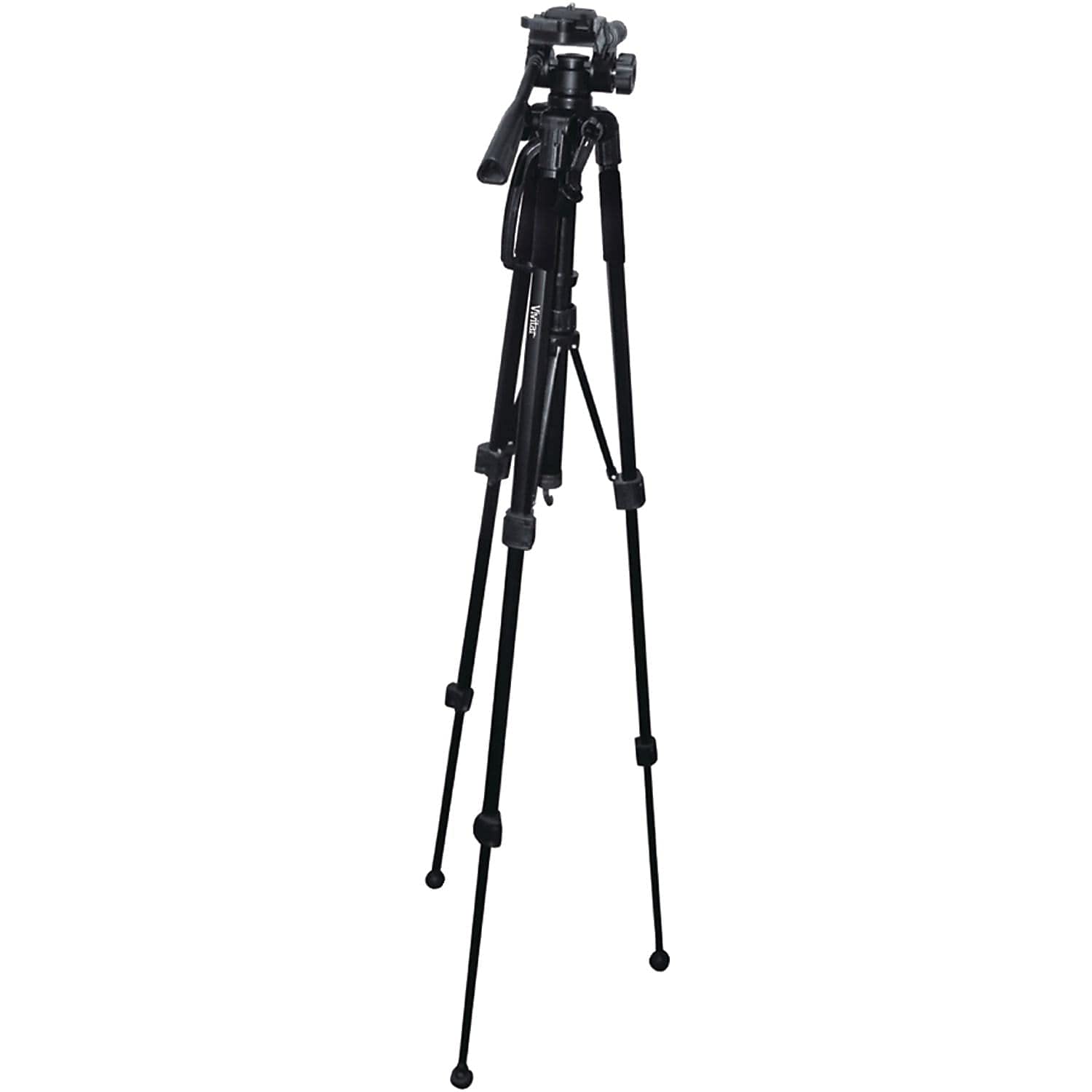 Vivitar 57-Inch Tripod, Three Way Fluid Pan Head, Quick Release Mount, Supports up to 5 Pounds of Weight, VIV-VPT-2457, Black,st