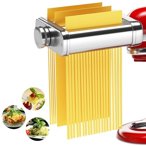 3IN1 Pasta Maker Attachment for All KitchenAid Mixers, Pasta Attachment Includes Pasta Sheet Roller, Spaghetti Cutter & Fettucci