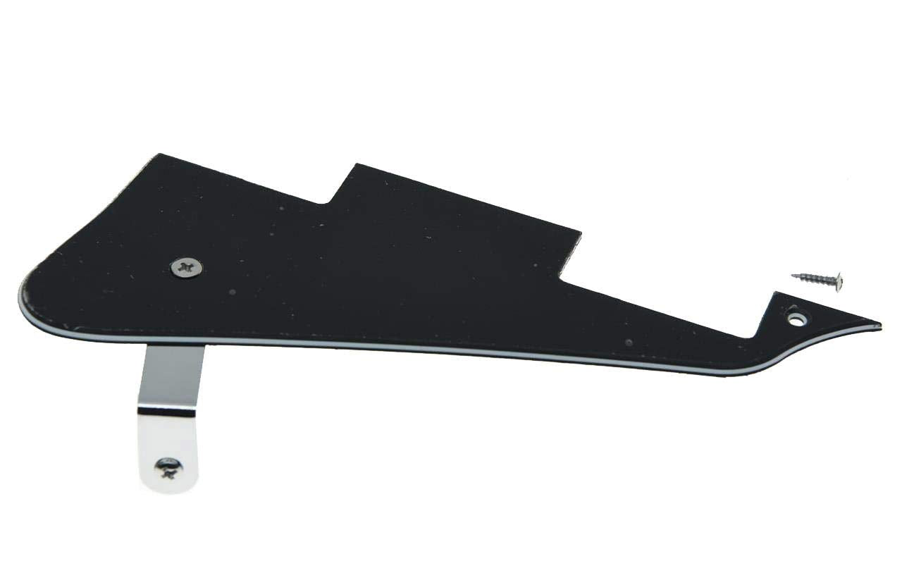 Kaish Black 3 Ply Lp Guitar Pickguard With Chrome Bracket For Epi Les Paul