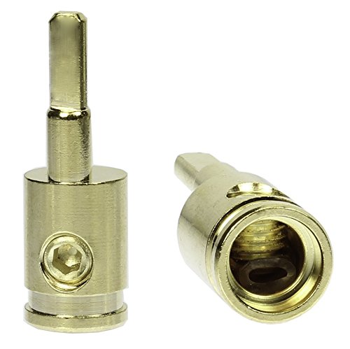 Pair (2) Of Car Audio 4 Gauge To 8 Gauge Amp Input Gold Reducers Free Ship