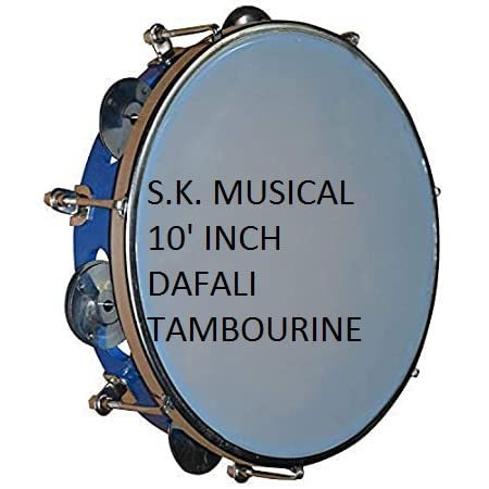 10 INCH Dafali/Tambourine with Fibar Head Hand Percussion Color As per Availability