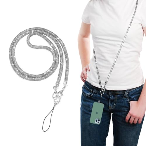 GadgetBite Diamond Charm Phone Lanyard  Cross body lanyard, Mobile Holder Strap, HandsFree Neck Hanging Chain Accessory, Compa