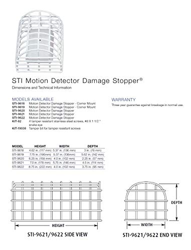 Safety Technology International, Inc. Sti 9621 Motion Detector Damage Stopper Steel Wire Cage For Pirs, Approx. 7'' X 5.75'' X 4