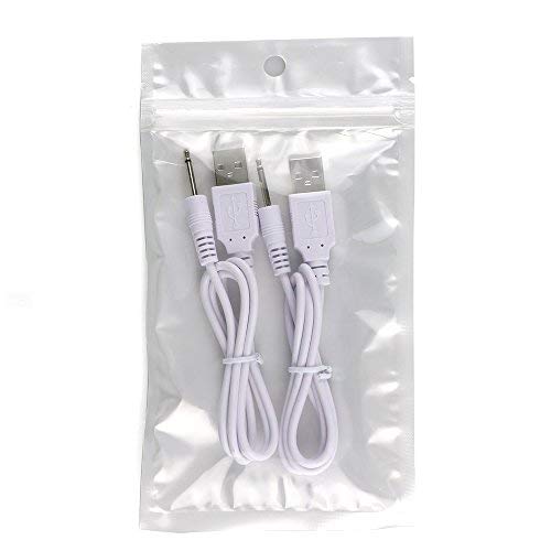 VibeMax 2 Pack Massager Charger - Fast Charging 2.5mm USB Cable, Copper, White, Model 654225050175