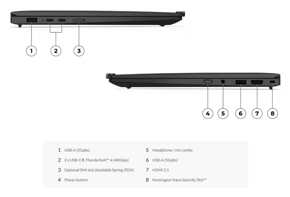 Lenovo Gen 12 Thinkpad X1 Carbon Laptop With Intel Ultra 5 135U Vpro Processor, 14 Wuxga 100% Srgb Touchscreen, 16Gb 6400Mhz Ram