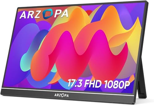 Arzopa 17.3 Portable Monitor,103% Srgb Fhd 1080P Ips Gaming Monitor Laptop Monitor With BuiltIn Kickstand Speaker Hdmi Usb C
