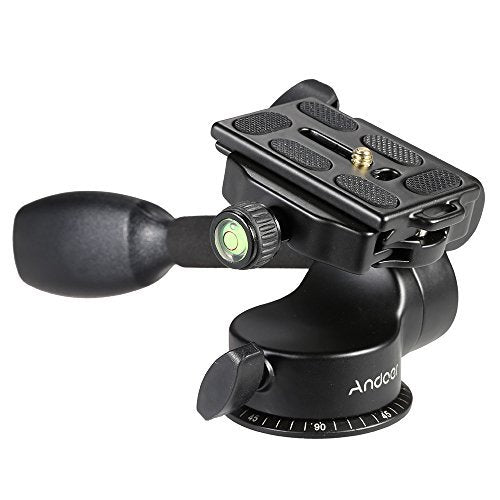 Andoer Camera Tripod Handle Ball Head 3 Way Fluid Head With Quick Release Plate 360 Degree Rotation For Canon Nikon Sony Dslr Camera Max. Load 6Kg