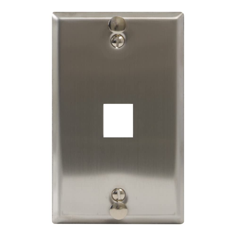 ICC Telephone Stainless Steel Faceplate with 1 Port for EZ/HD Style and Hanging Standoffs