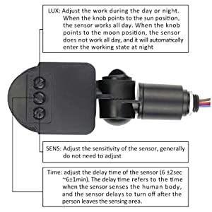 Outdoor 90~250V 180 Degree Infrared Pir Motion Sensor Detector Wall Light Switch Black