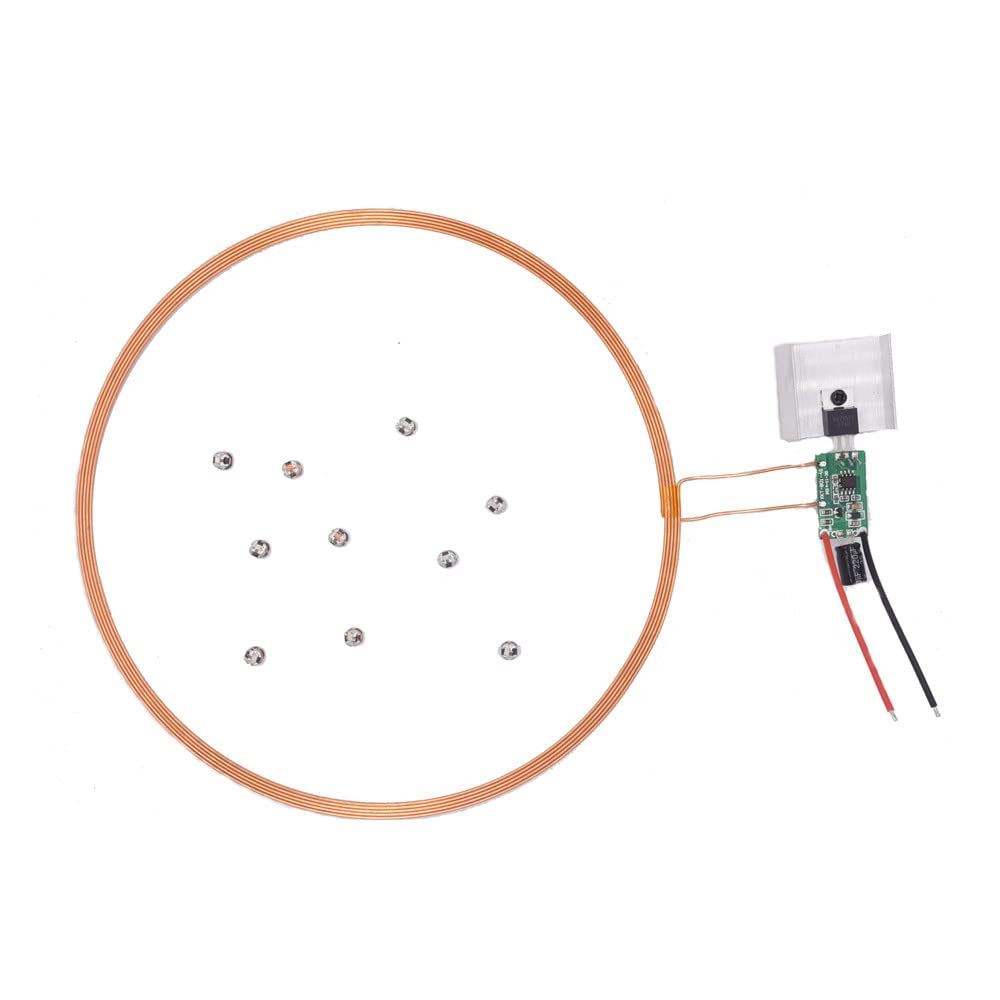 Taidacent 24V 200Mm One To Many Long Distance Wireless Inductive Coil Wireless Leds Induction Wireless Charging Module Wireless Power Supply(1 Transmitter Coil And 10 Mixed Wireless Leds)