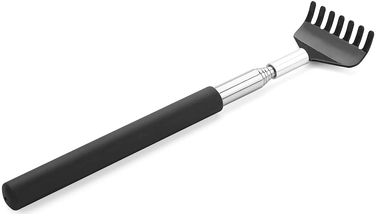 Alexvyan Small Adjustable Portable Foldable Extendable Back Scratcher, Metal Stainless Steel Telescoping Itching Hand Stick Tool
