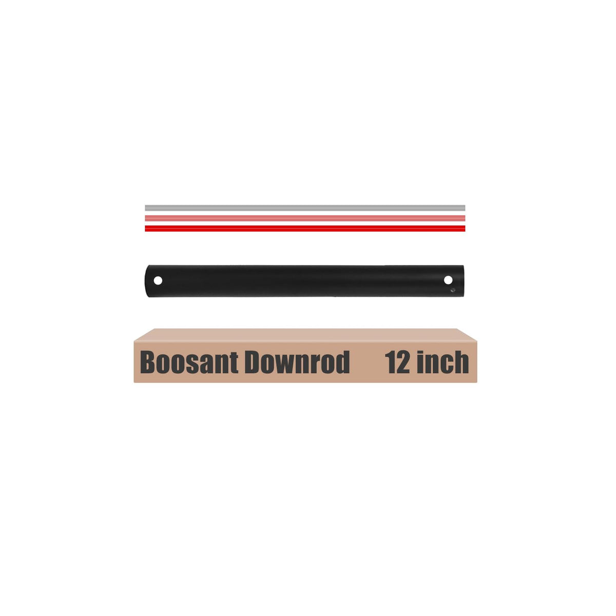 Boosant 12 Inch Ceiling Fan Downrod With Extended Wires,Extension Rod Only Ceiling Fans Compatible, Not Threaded(Black)
