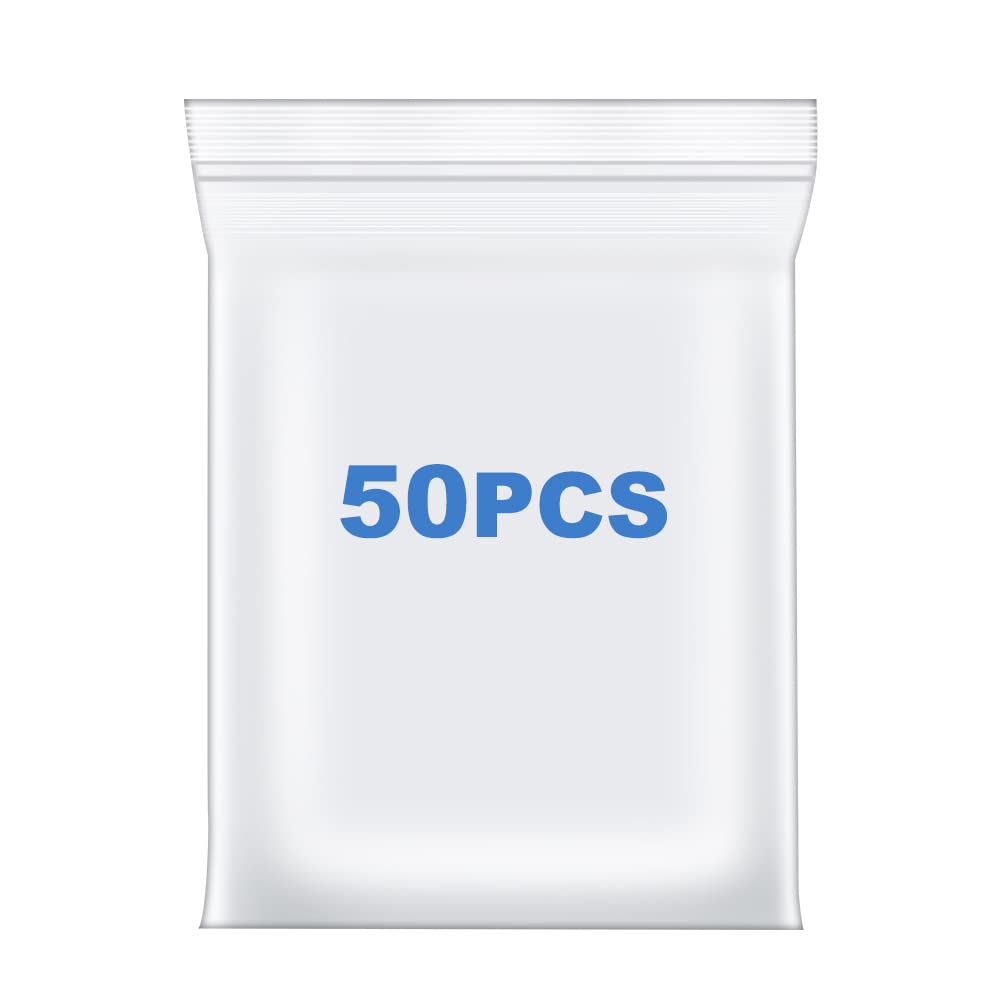 Somoga 50 Pcs 12 X 12 Large Thick 24 Mil Clear Zip Poly Bags Plastic Reclosable Zip Seal Lock Bags Clothing Shoes Toys Prints Zi