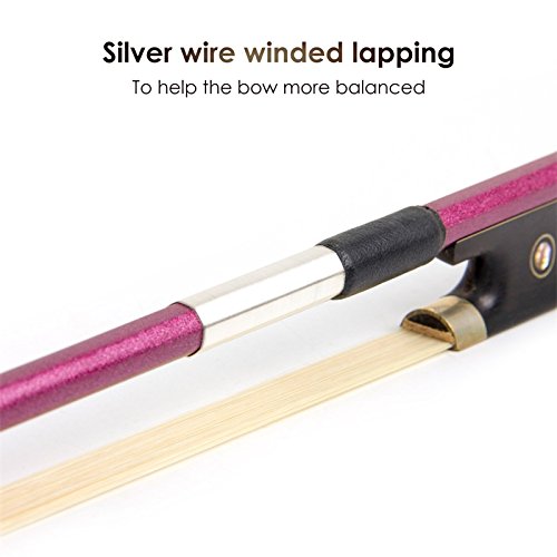 Kmise Violin Bow - Carbon Fiber Fiddle Bow for 4/4 Violins, Purple, Model A5649-KUSS
