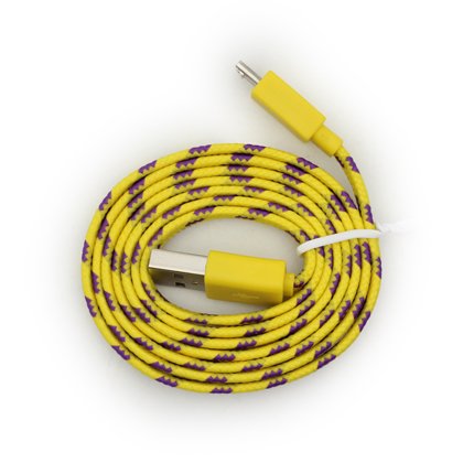 [Gte Zone]   3Ft Micro Usb Data Charging Cables (Flat Rope Yellow)