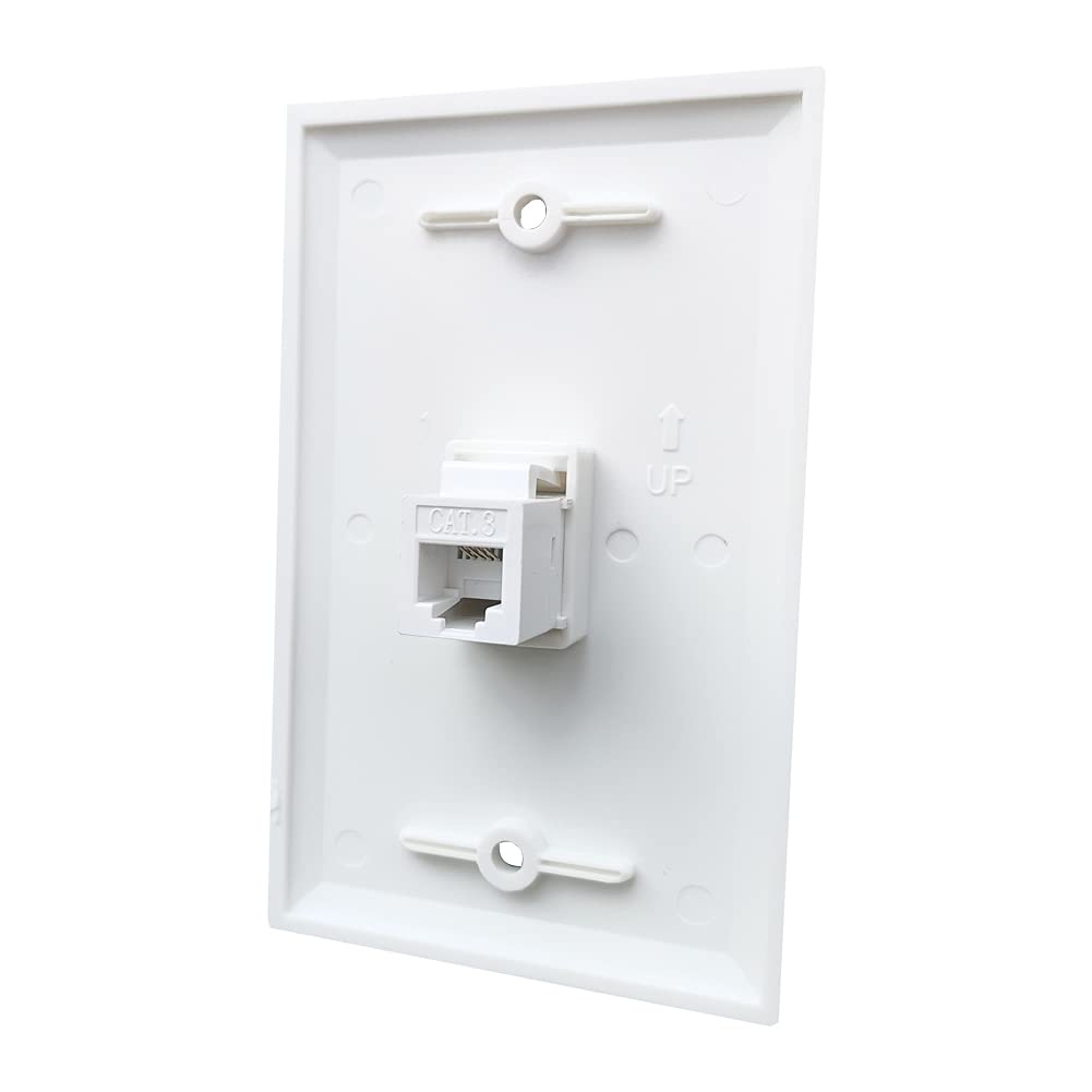 Boplat 1 Port Phone Jack Wall Plate Female To Female   Cat3 Rj11 Telephone Jack Cover Plate For Landline/Phone Cable   White