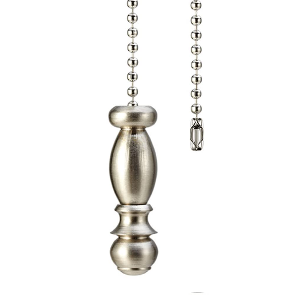 Aoprofree Ceiling Fan Pull Chain 12 Inch Brushed Nickel Pull Chain Extension Fan Chain Extender Ceiling Fan Pulls Ornament With
