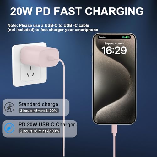 Phone 15 Charger Fast Charging,Ipad Pro Charger Fast Charging, 2Pack 20W Quick Usb C Iphone Wall Charger Block & 3Ft Type C Cabl