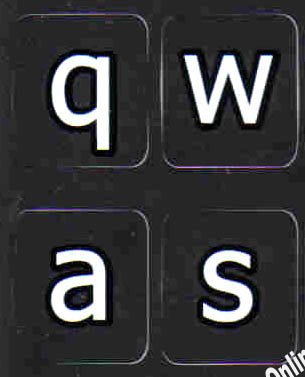 English Us Large Lettering (Lower Case) Non Transparent Black Background Keyboard Computer Stickers