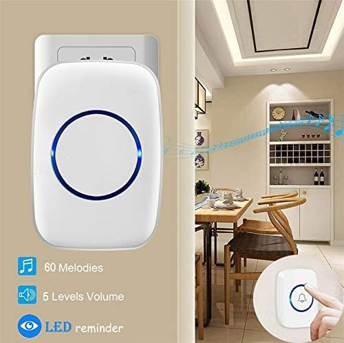 Wireless Doorbell, Fullhouse Waterproof Door Bell Kit, Distinguish Front And Rear Doors, Over 1000 Feet Range And 60 Chime, 5 Le