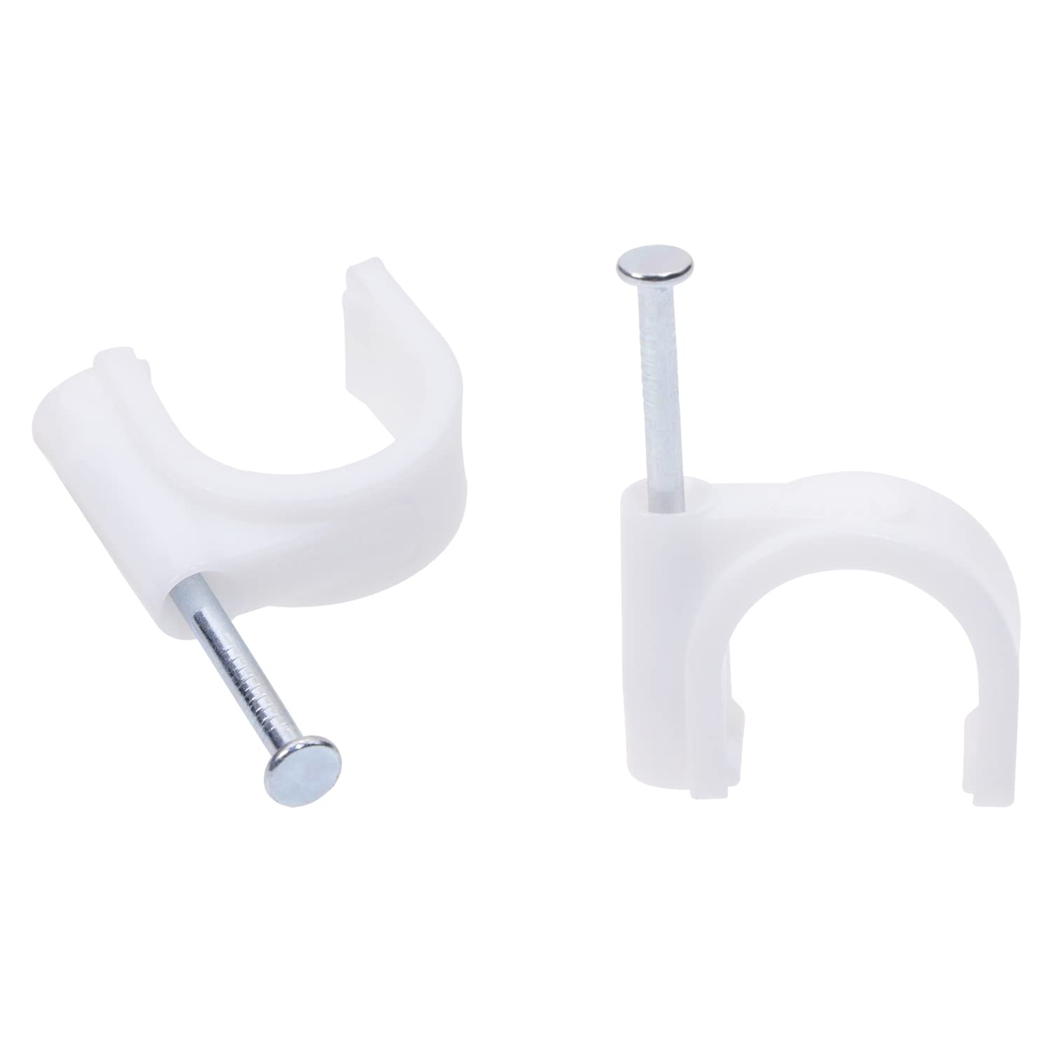 Mini Skater 16Mm Nylon Steel Nail In Circle Ethernet Cable Clips Cord Holder Wire Management,Pack Of 50.(White)