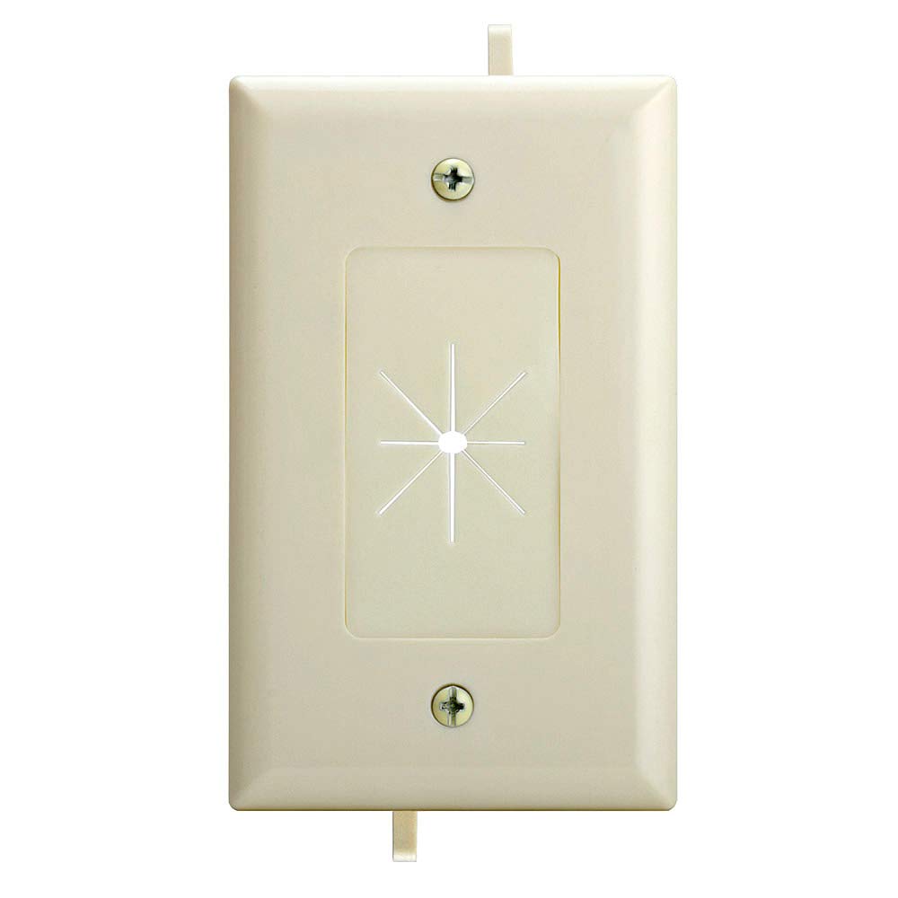 Cmple - Cable Plate with Flexible Opening, 1 Gang - Lite Almond