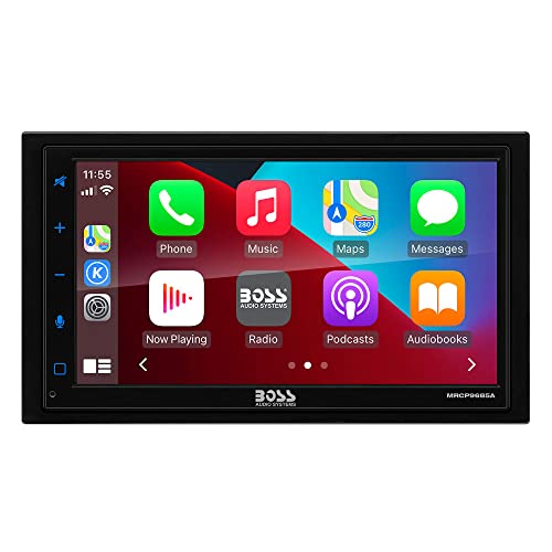 Boss Audio Systems Marine Rated Weatherproof Mrcp9685A Apple Carplay Android Auto Multimedia Player   Double Din, 6.75 Inch Lcd 