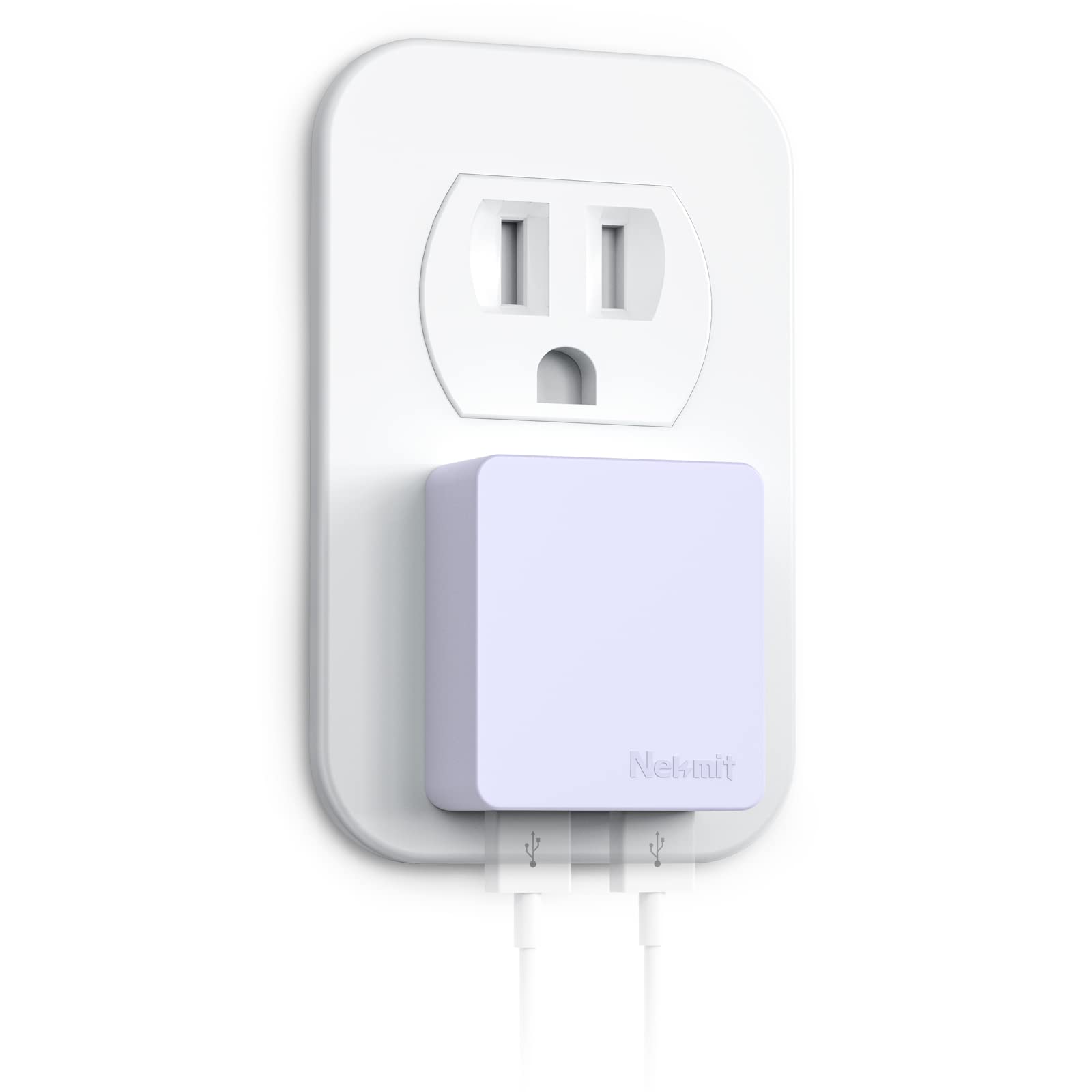 Nekmit Flat USB Wall Charger, Dual Port Slim USB Wall Charger with Smart IC for iPhone 14/14 Pro/14 Pro Max/13/13 Pro/13 Pro Max